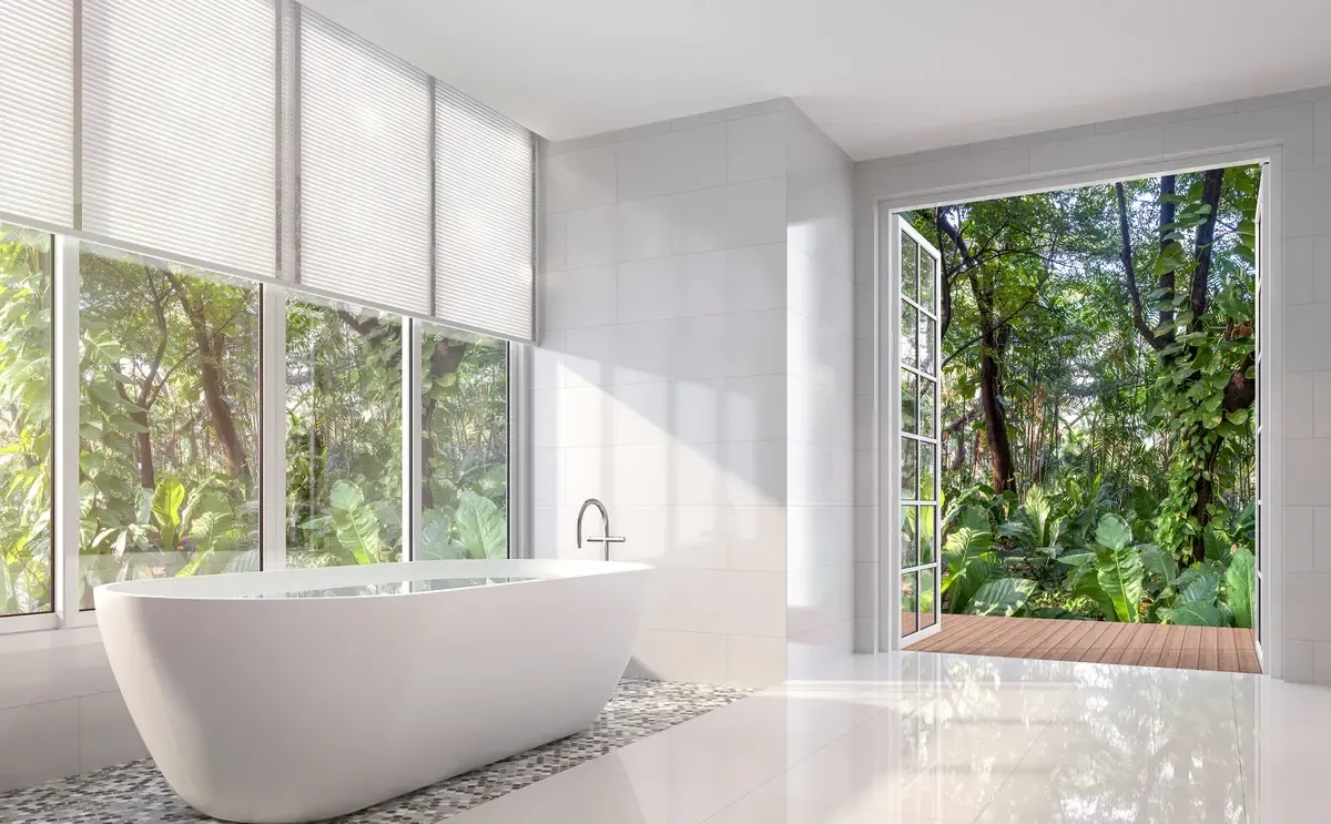 Custom blinds in bathroom